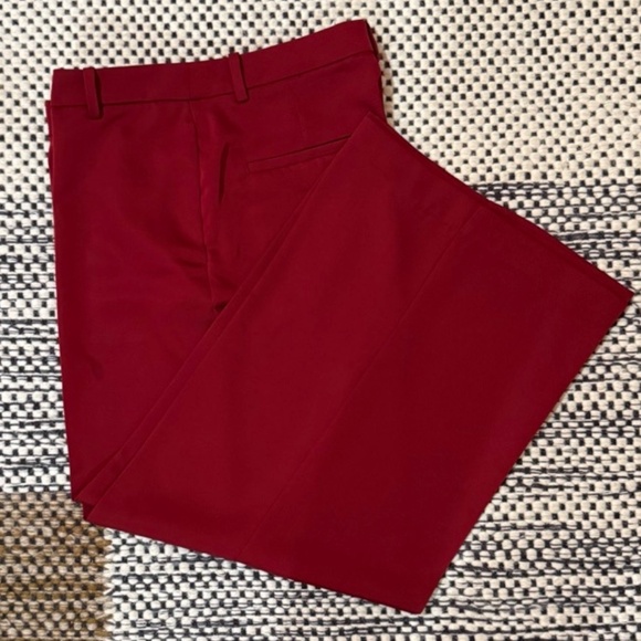 H&M Wide Leg Twill Dress Pants Ankle Dark Red Size 8 NWT - Picture 5 of 5